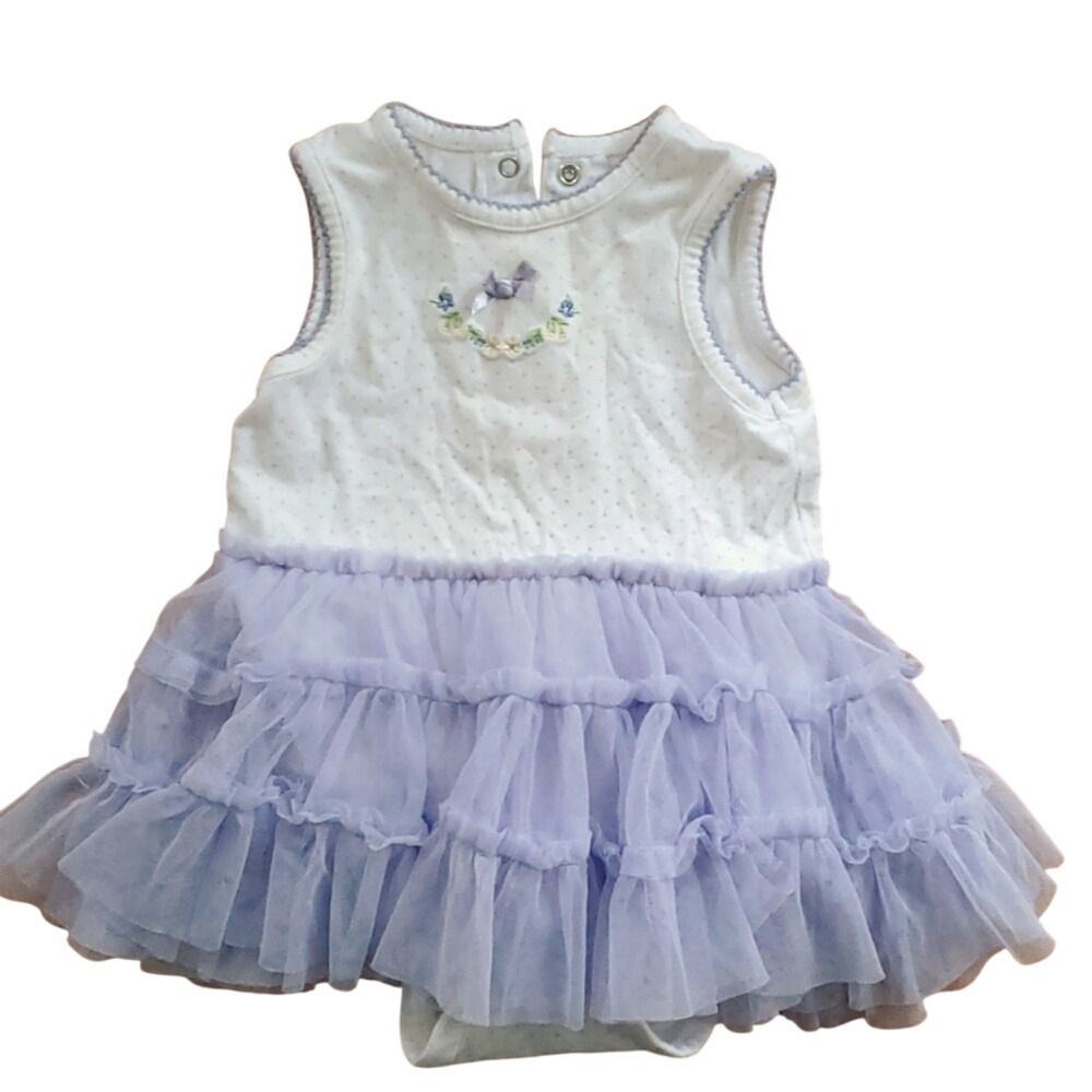 Little Me Girls Purple Tutu Sleeveless Floral Embroidered‎ Onesie Dress Size 6M